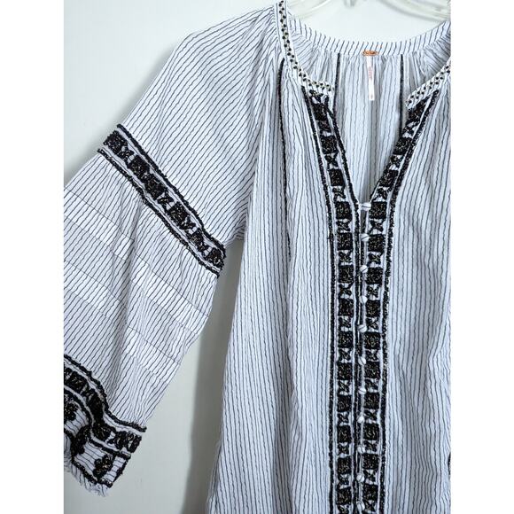 Free People Vagabond Embroidered Maxi Dress in White & Black, Size Small - Picture 4 of 9